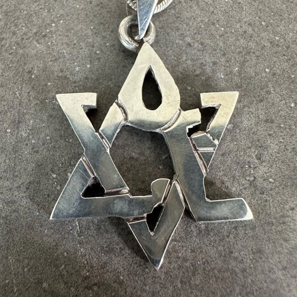 Vintage Unique Sterling Silver Star Of David Necklace